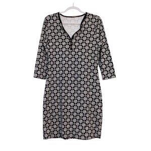 J McLaughlin Dress Medium Henley Popover Catalina Cloth Stretch Knit Geometric